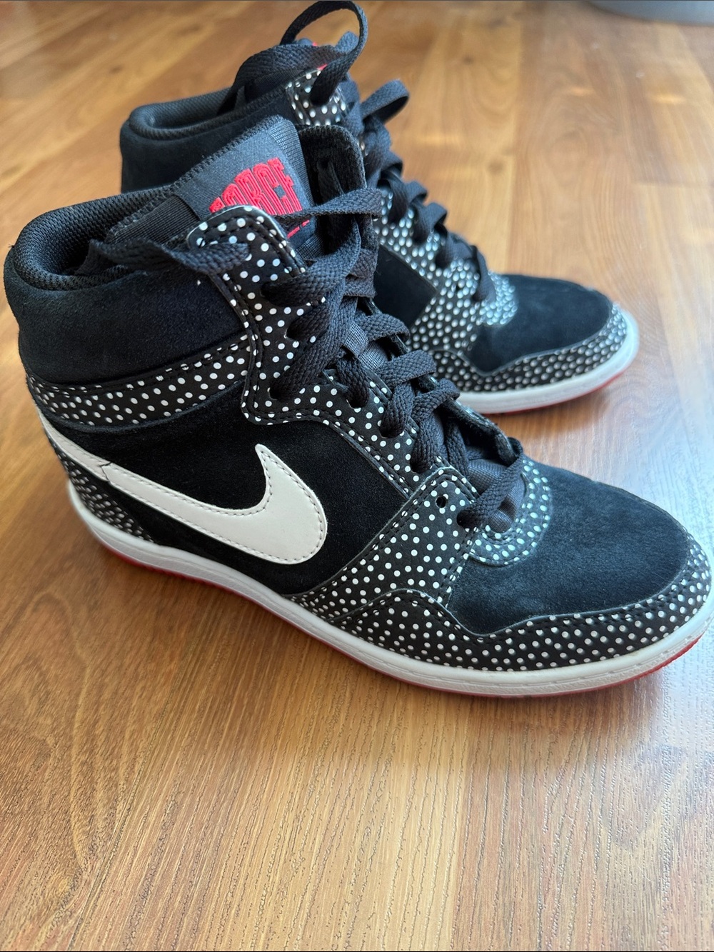Nike Force Black and White Polka Dot High-Top Sneakers